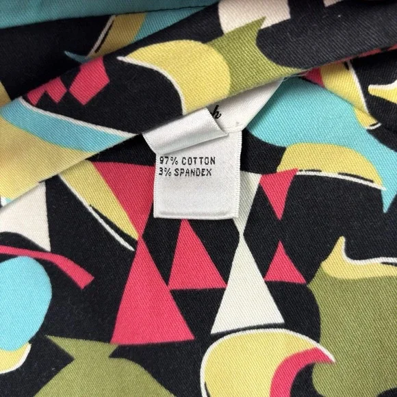 Talbots Multicolor Print Side Zip Pleated Skirt Womens Size 4 Stretch Cotton - Picture 4 of 9